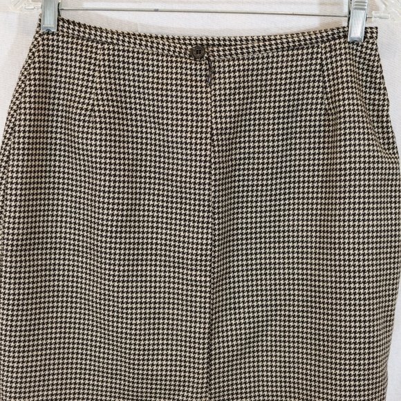 Vertigo Paris Vintage 90s Wool Houndstooth Pencil Skirt Cream Black Size 10 - Picture 7 of 9